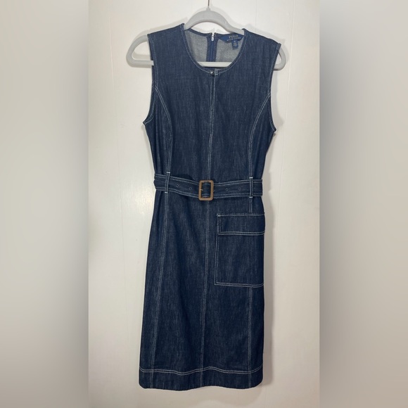 Polo Ralph Lauren Dresses & Skirts - Polo Ralph Lauren Denim Fit and Flare Dress in Dark Indigo Women’s Size 12